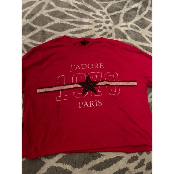 Red Top Shop J’adore Paris Graphic Tee - Picture 2 of 4